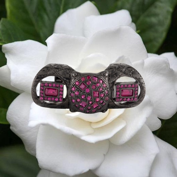 One-of-a-Kind LOREE RODKIN Ruby Bondage Ring 18K Black Rhodium Gold - Picture 13 of 16